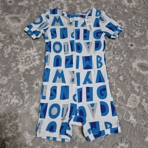 NWT Joe Fresh Boy's White Cotton Blue Alphabet Romper Size 18-24M